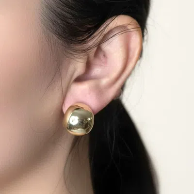 Fashnzfab 14k Gold Dipped Modern Dome Mini Hoop Stud Earrings
