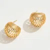Fashnzfab 14k Gold Dipped Modern Mesh Dome Earrings - Gold In Gold