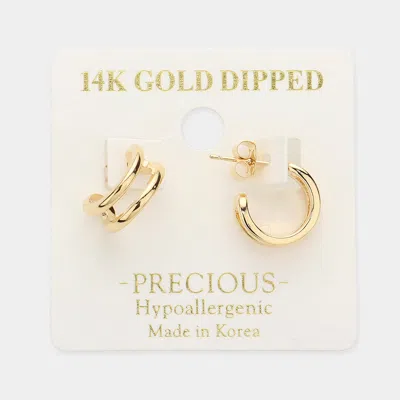 Fashnzfab 14k Gold Dipped Open Mini Hoop Earrings