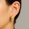 Fashnzfab 14k Gold Dipped Quilt Pattern Huggie Hoop Earrings - Gold In Gold
