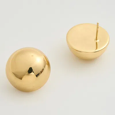 Fashnzfab 14k Gold Dipped Round Dome Stud Earrings - Gold