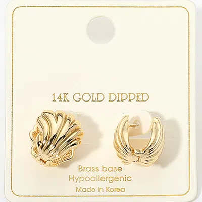 Fashnzfab 14k Gold Dipped Shell Huggie Earrings