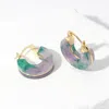 Fashnzfab 14k Gold Dipped Small Chunky Resin Pin Catch Earrings In Multi