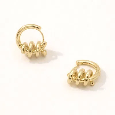 Fashnzfab 14k Gold Dipped Spiral Wrap Huggie Hoop Earrings