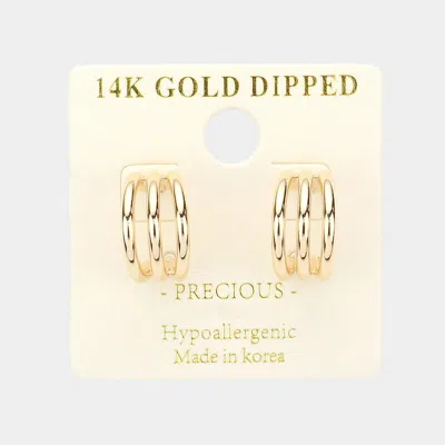 Fashnzfab 14k Gold Dipped Split Metal Hoop Earrings