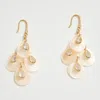 Fashnzfab 14k Gold Dipped Teardrop Cz Stone Accent Mother Of Pearl Shell Chandelier Earrings - Gold In Gold