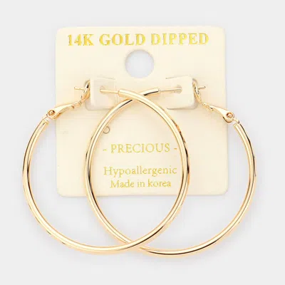 Fashnzfab 14k Gold Dipped Textured 1.5 Inch Metal Hoop Earrings