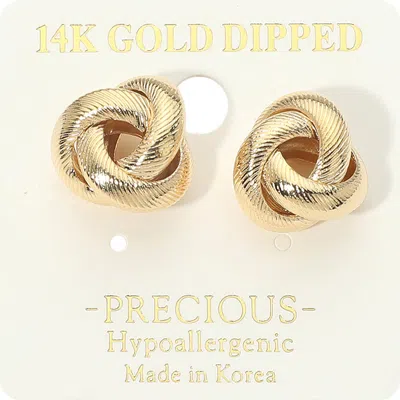 Fashnzfab 14k Gold Dipped Textured Knot Stud Earrings