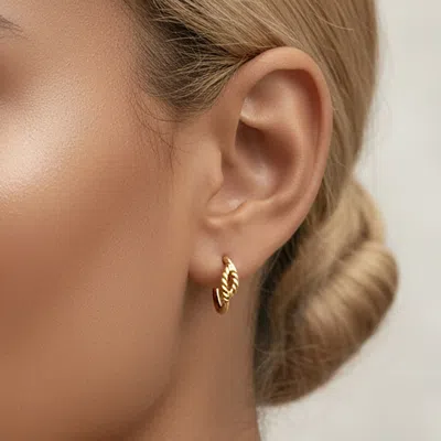 Fashnzfab 14k Gold Dipped Textured Mini Huggie Hoop Earrings