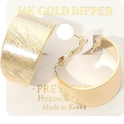 Fashnzfab 14k Gold Dipped Textured Wide Hoop Earrings