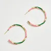 Fashnzfab 14k Gold Dipped Twisted Enamel Hoop Earrings - Gold In Multi