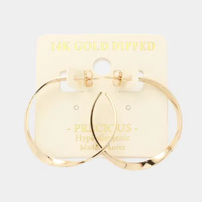 Fashnzfab 14k Gold Dipped Twisted Metal Hoop Earrings