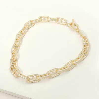 Fashnzfab 14k Gold Plated Bold Textured Mariner Link Chain Necklace In Multi