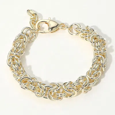 Fashnzfab 14k Gold Plated Chunky Intricate Knot Link Chain Bracelet Gold