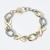 Fashnzfab 14k Gold Plated Chunky Two Tone Infinity Oval Ring Link Chain Bracelet Two Tone In Multi