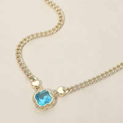 Fashnzfab 14k Gold Plated Cz Quatrefoil Pendant Pointed Chain Necklace