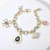 Fashnzfab 14k Gold Plated Cz Stone Cluster Pearl Charm Station Bracelet Gold, Multi In Multi