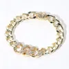 Fashnzfab 14k Gold Plated Cz Stone Paved Cuban Chain Magnetic Bracelet Gold In Gold