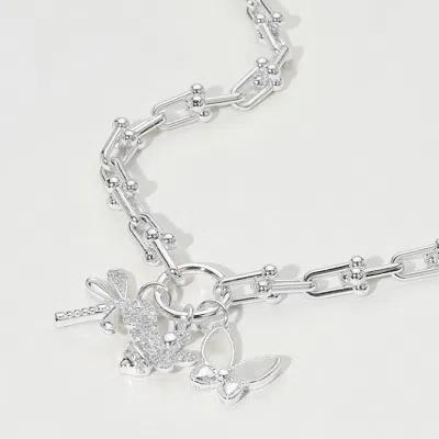 Fashnzfab 14k Gold Plated Cz Stone Paved Dragonfly Honey Bee Mother Of Pearl Butterfly Charm Pendant Chunky In In Silver