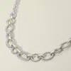 Fashnzfab 14k Gold Plated Cz Stone Paved Link Accent Two Tone Chunky Chain Necklace In Metallic