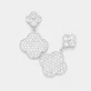 Fashnzfab 14k Gold Plated Cz Stone Paved Quatrefoil Link Dangle Earrings In Multi