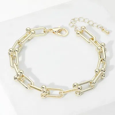 Fashnzfab 14k Gold Plated Hardware Link Chain Bracelet