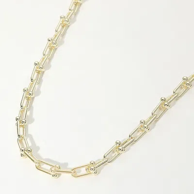 Fashnzfab 14k Gold Plated Hardware Link Chain Necklace