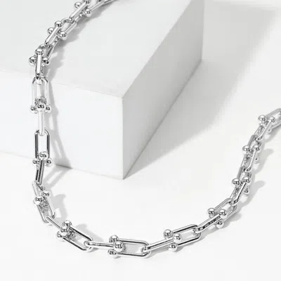 Fashnzfab 14k Gold Plated Hardware Link Chain Necklace In Silver