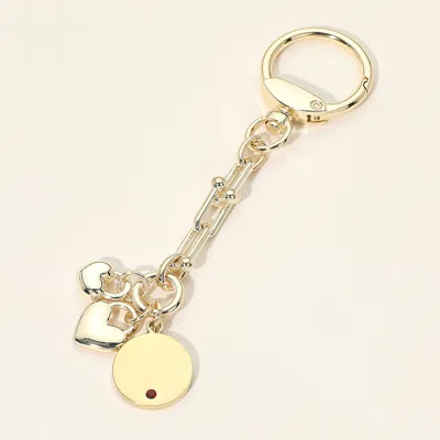 Fashnzfab 14k Gold Plated Heart Disc Charm Keychain Bag Charm