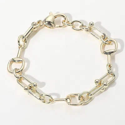 Fashnzfab 14k Gold Plated Horsebit Hardware Chain Link Bracelet