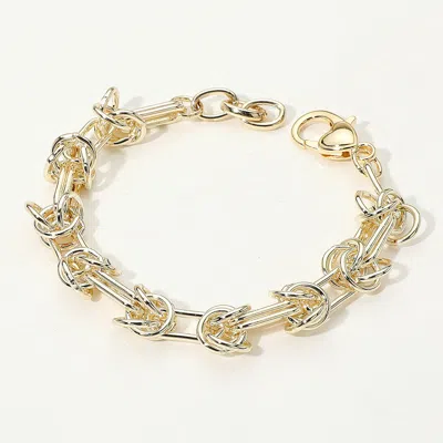 Fashnzfab 14k Gold Plated Knotted Link Chain Bracelet In Silver