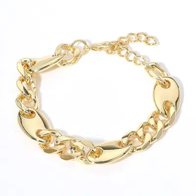 Fashnzfab 14k Gold Plated Mariner Link Chain Bracelet Gold