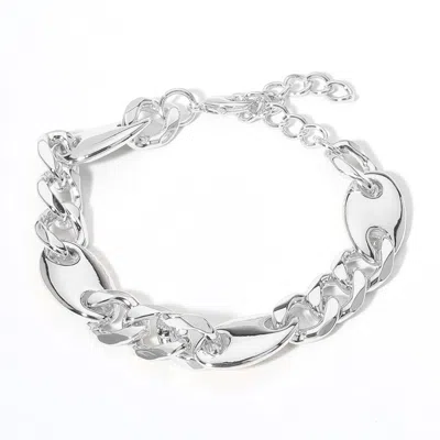Fashnzfab 14k Gold Plated Mariner Link Chain Bracelet Rhodium In Silver