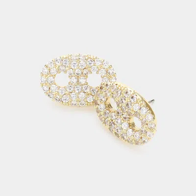 Fashnzfab 14k Gold Plated Mariner Link Stud Earrings