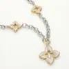 Fashnzfab 14k Gold Plated Mother Of Pearl Clover Pendant Station Necklace In Multi