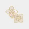 Fashnzfab 14k Gold Plated Mother Of Pearl Quatrefoil Earrings - Gold, Mother Of Pearl In Gold