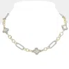 Fashnzfab 14k Gold Plated Mother Of Pearl Quatrefoil Pointed Chain Necklace In Metallic