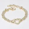 Fashnzfab 14k Gold Plated Open Heart Link Chain Bracelet Gold In Gold