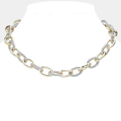 Fashnzfab 14k Gold Plated Oval Link Chain Magnetic Necklace - Two Tone In Multi