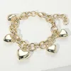 Fashnzfab 14k Gold Plated Puffy Heart Charm Station Bracelet Gold In Gold