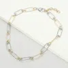 Fashnzfab 14k Gold Plated Rectangular Open Link Chain Statement Necklace In Silver