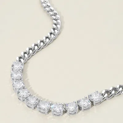 Fashnzfab 14k Gold Plated Round Cz Stone Cluster Link Chain Necklace In Metallic