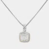 Fashnzfab 14k Gold Plated Stone Paved Square Pendant Necklace In Multi