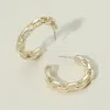 Fashnzfab 14k Gold Plated Textured Chain Link Hoop Earrings - Gold In Gold