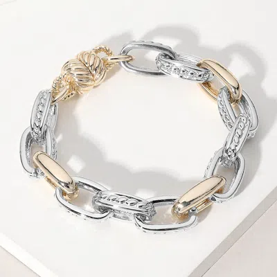 Fashnzfab 14k Gold Plated Two Tone Chain Magnetic Bracelet In Multi