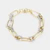 Fashnzfab 14k Gold Plated Two Tone Chain Magnetic Bracelet Two Tone In Multi