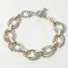 Fashnzfab 14k Gold Plated Two Tone Chunky Chain Link Toggle Bracelet Two Tone In Multi