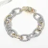 Fashnzfab 14k Gold Plated Two Tone Chunky Chain Magnetic Bracelet In Multi