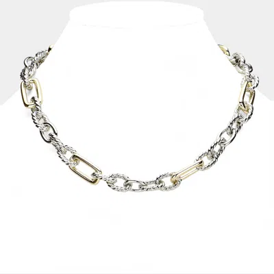 Fashnzfab 14k Gold Plated Two Tone Chunky Chain Magnetic Necklace In Multi