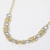 Fashnzfab 14k Gold Plated Two Tone Chunky Textured Chain Link Necklace In Multi